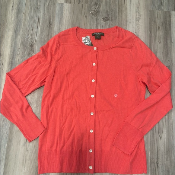 Coral Eddie Bauer Large NWT Cardigan chest is 20, length is 25 - Picture 5 of 5